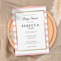 Classic Baby Pink Stripe Baby Shower / Sprinkle Invitation