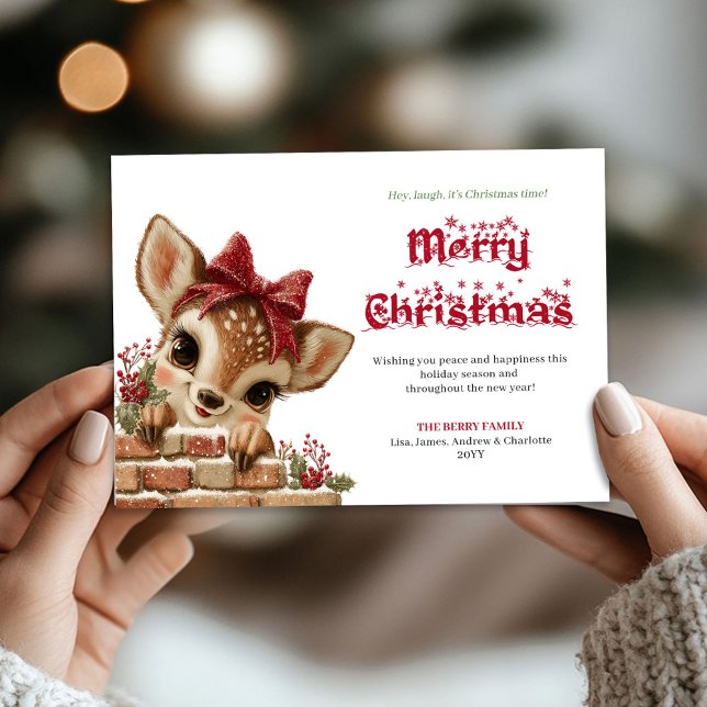 Classic Baby Reindeer Cute Watercolor Greeting   Holiday Card (Classic Baby Reindeer Cute Watercolor Greeting Card

)