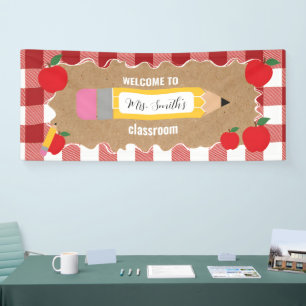classic back to school look red gingham  banner