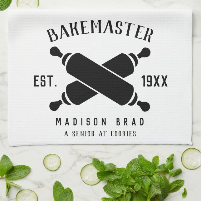 Classic Bake Master mother's day custom black text Kitchen Towel (Folded)