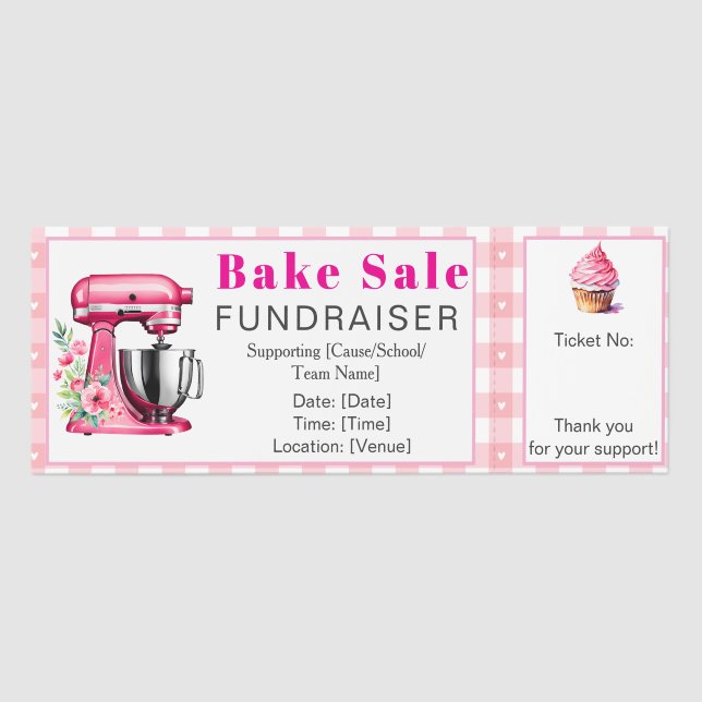 Classic Bake Sale Fundraiser Ticket Template (Front)