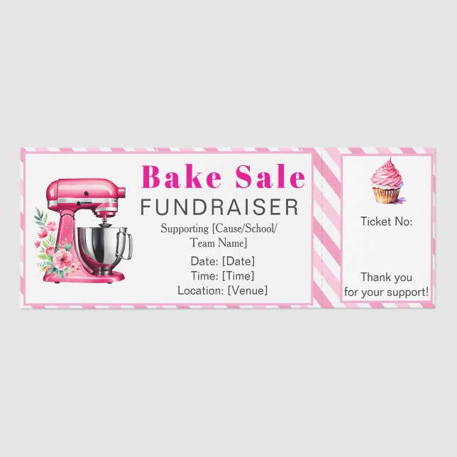Classic Bake Sale Fundraiser Ticket Template (Front)