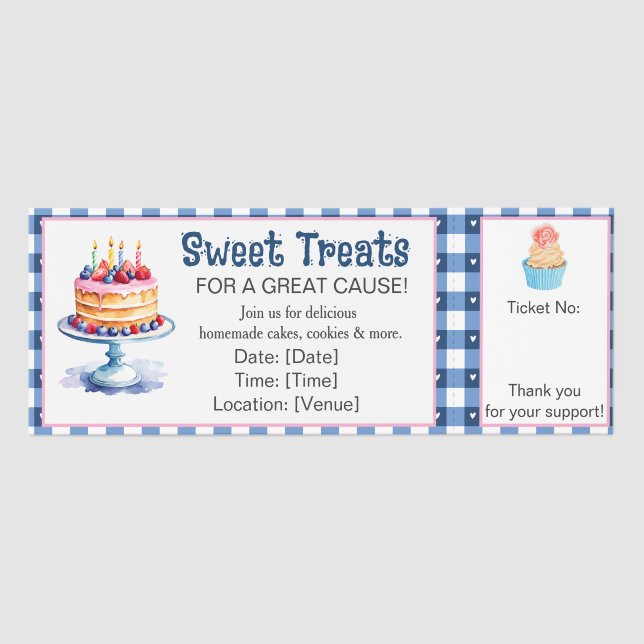 Classic Bake Sale Fundraiser Ticket Template (Front)