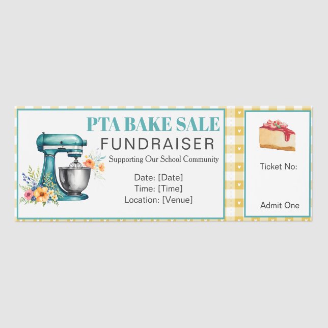 Classic Bake Sale Fundraiser Ticket Template (Front)