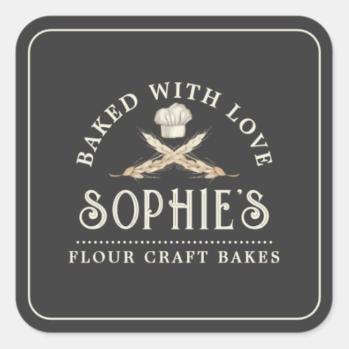 Classic Baker Logo Pastry Chef Black Product Label