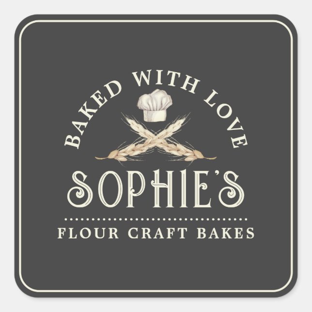 Classic Baker Logo Pastry Chef Black Product Label (Front)