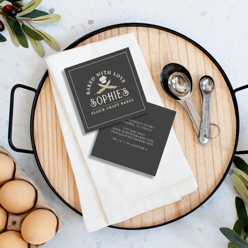 Classic Bakers Logo Black Business Card