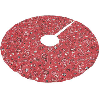 Classic Bandana Red Paisley Brushed Polyester Tree Skirt
