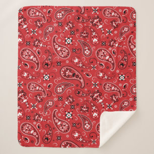 Classic Bandana Red Paisley Sherpa Blanket