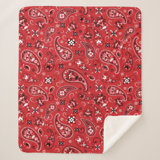 Classic Bandana Red Paisley Sherpa Blanket