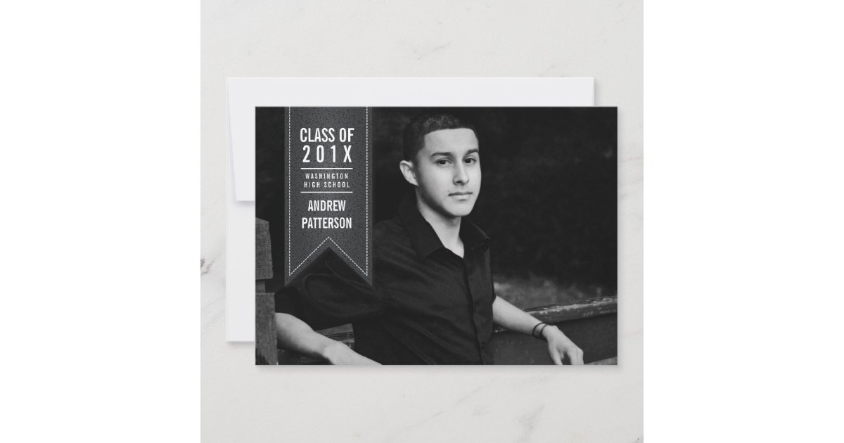 Classic Banner Graduation Photo Announcement | Zazzle