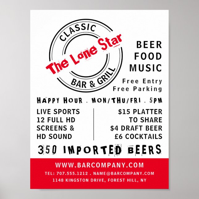 Classic Bar & Grill Logo, Pub/Brewery Advertising Poster (Front)