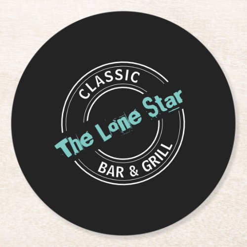 Classic Bar  Grill Logo PubBrewery Round Paper Coaster