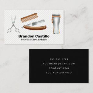 Classic Barber Haircut and Shave Tools Business Card