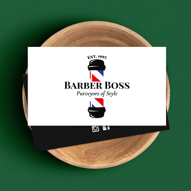 Classic Barber Pole Barbershop Business Card