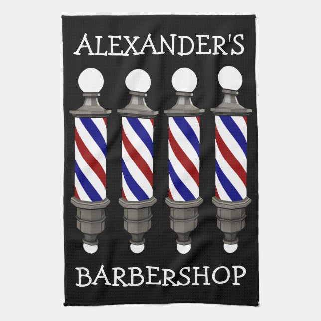 Classic Barber Poles Bar Towel Personalize (Vertical)