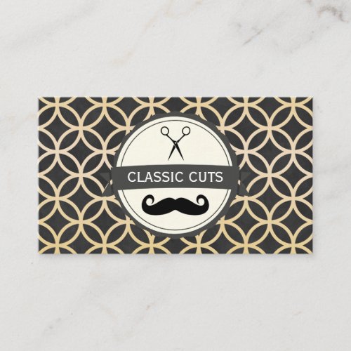 Classic Barber Shop Circle Pattern Business Card