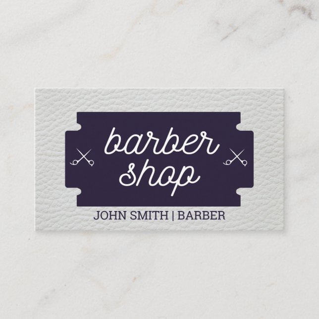 Classic | Barber Shop | Leather Trim | Barber Business Card (Front)