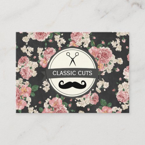 Classic Barber Shop Lush Texture Floral Pattern Business Card