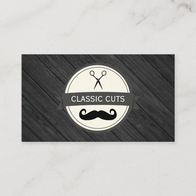 Classic Barber Shop Wood Panels Business Card (Front)