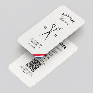 Classic Barbershop Barber Red White Blue Modern Business Card