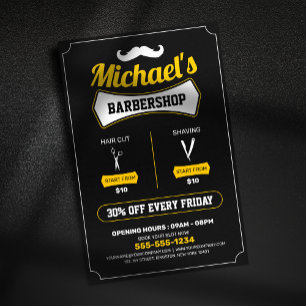 Classic Barbershop Hair Cut Shaving Barber Shop Flyer