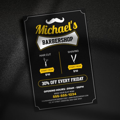 Classic Barbershop Hair Cut Shaving Barber Shop Flyer