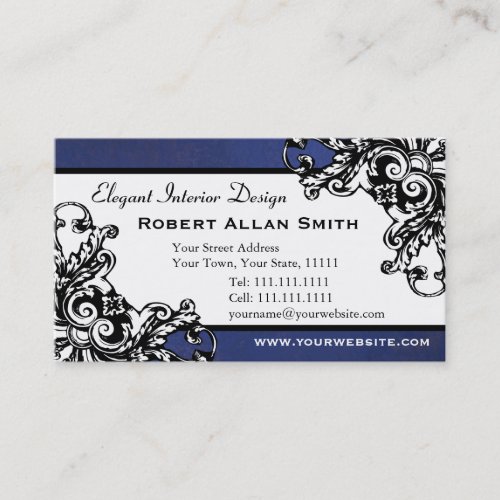 Classic Baroque Blue Musician or Artists Elegant Business Card