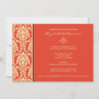 Classic Baroque Bridal Shower Invitation (coral)