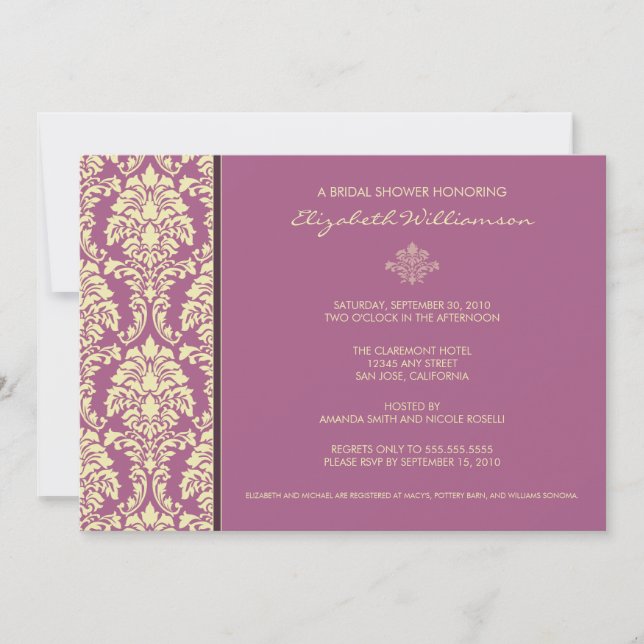 Classic Baroque Bridal Shower Invitation (lilac) (Front)
