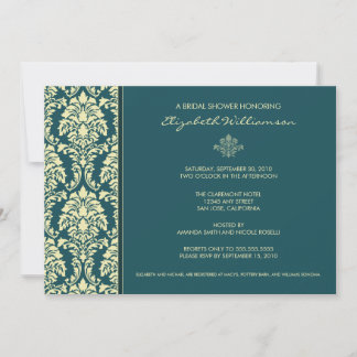 Classic Baroque Bridal Shower Invitation (teal)