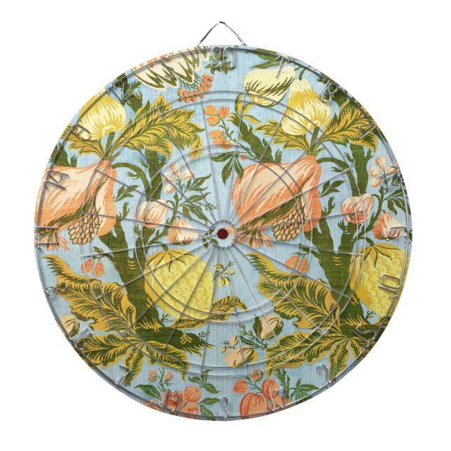 Classic Baroque Floral Fruit Damask Textile Dart Board (Front)