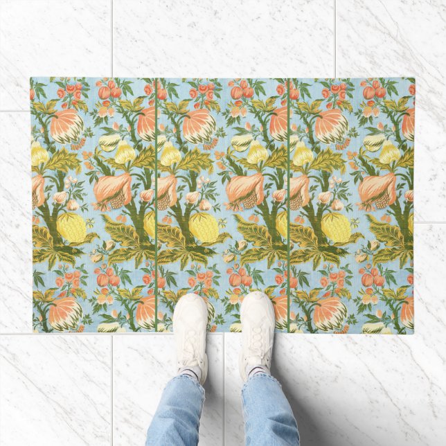 Classic Baroque Floral Fruit Damask Textile Doormat (Indoor)