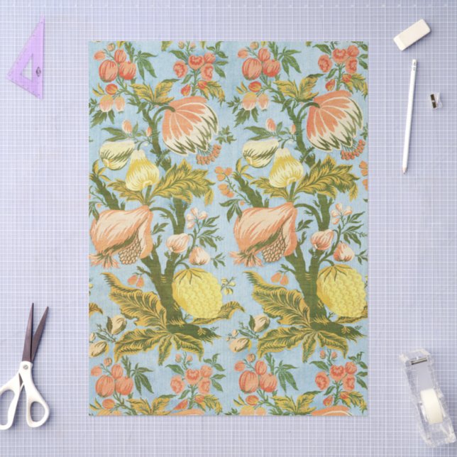 Classic Baroque Floral Fruit Damask Textile Tissue Paper (Craft)