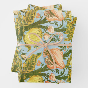Classic Baroque Floral Fruit Damask Textile Wrapping Paper Sheets
