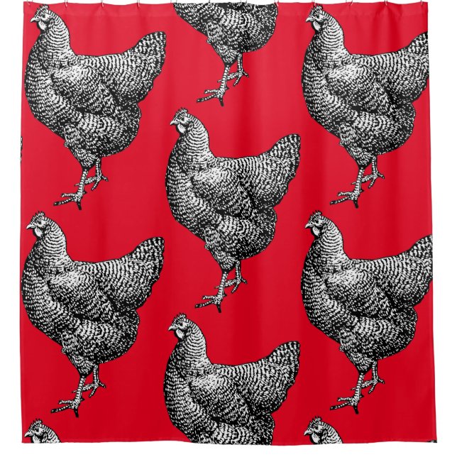 Classic Barred Plymouth Rock Chicken Hen Shower Curtain (Front)