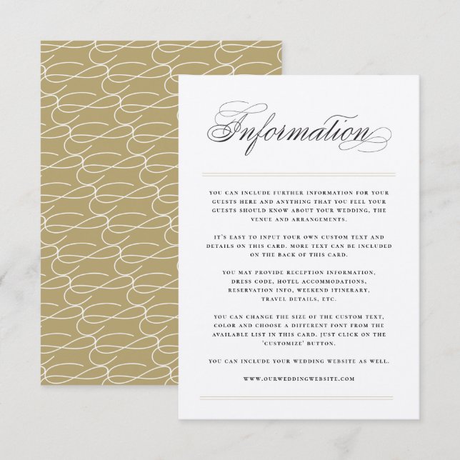 Classic Bars Information Wedding Enclosure Card (Front/Back)