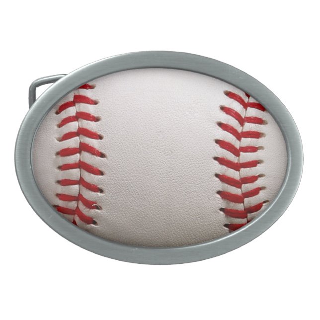 Classic Baseball and Softball Red Stitching Belt Buckle (Front)