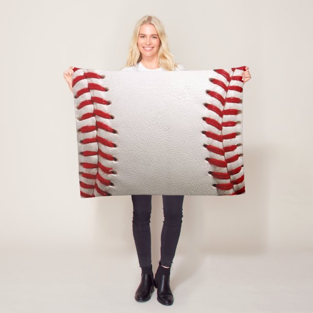 Classic Baseball and Softball Red Stitching Fleece Blanket (In Situ)