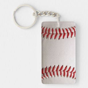 Classic Baseball and Softball Red Stitching Keychain