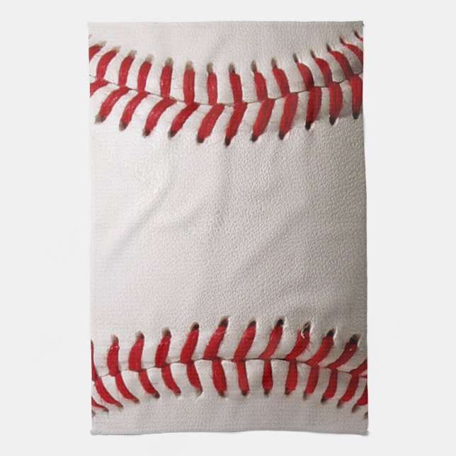 Classic Baseball and Softball Red Stitching Kitchen Towel (Vertical)