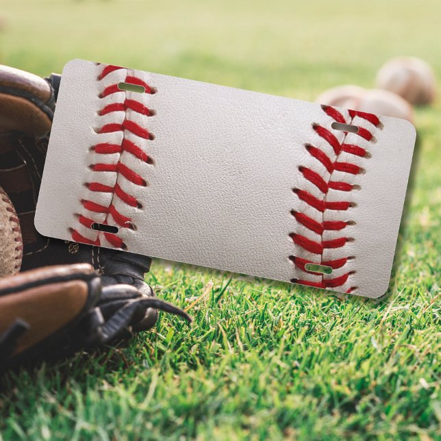 Classic Baseball and Softball Red Stitching License Plate (Creator Uploaded)
