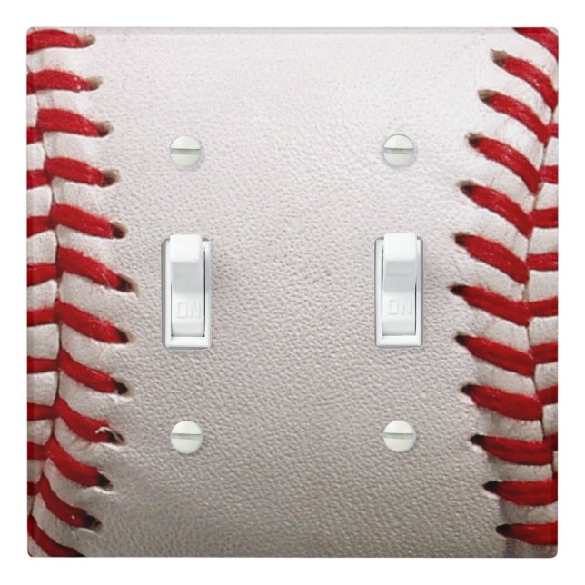 Classic Baseball and Softball Red Stitching Light Switch Cover (In Situ)