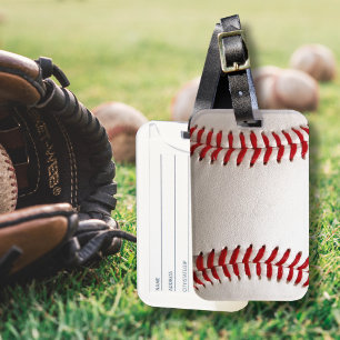 Classic Baseball and Softball Red Stitching Luggage Tag