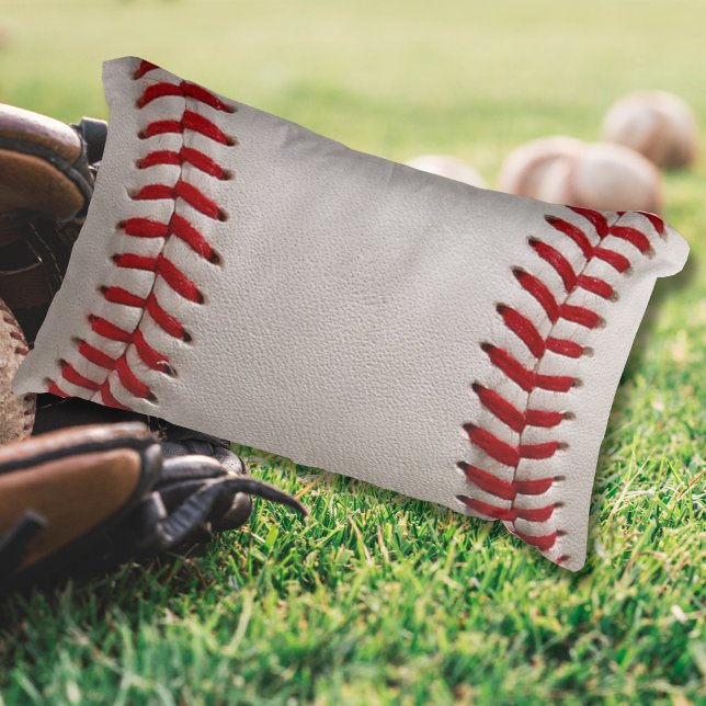 Classic Baseball and Softball Red Stitching Lumbar Pillow (Creator Uploaded)