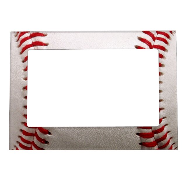 Classic Baseball and Softball Red Stitching Magnetic Frame (Front)