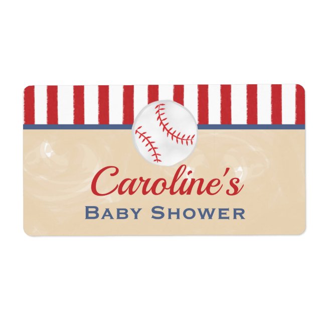 Classic Baseball Baby Shower Favor Label (Front)