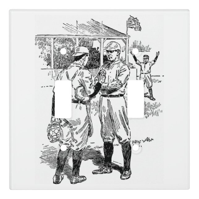 Classic Baseball Double Switch Plate (Front)