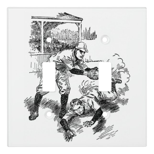 Classic Baseball Double Switch Plate (Front)