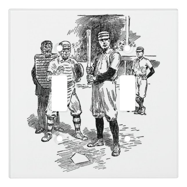 Classic Baseball Double Switch Plate (Front)